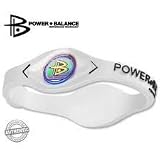 Power Balance Wristband Balance Bracelet 100% Surgical Grade Silicone (White/Black lettering) size Medium