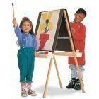 Quartet Double-Sided Whiteboard Easel, 45 to 51 Inch Adjustable Height, Includes 4 Easel Clips and 2 Trays, Oak Frame (XEH006)