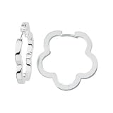 14K White Metal Fashion Flower Hinged Earring 26.60X02.25 mm