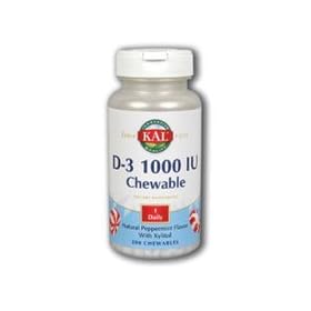 KAL - D-3 Peppermint - 1000 IU - 200 chewable tablets