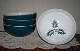 DENBY Harlequin Holly Green Soup/Cereal Bowls - Set of FOUR (4)
