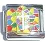 Clearly Charming Cross on Stained Glass Italian Charm Bracelet Link