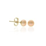 14K Gold Genuine Freshwater Cultured Pink 4.5-5mm Button Pearl Stud Earrings