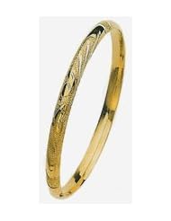 5mm Lazer Hollow Gold Bangle Bracelet