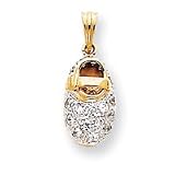 14k & Rhodium CZ (Cubic Zirconia) Baby Shoe Pendant