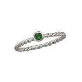 Stackable May Birthstone Ring Rhodium on Sterling Silver Rope Band