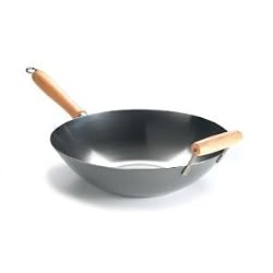 14 inch Carbon Steel Wok w/ Helper Handle (round bottom) USA made