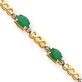 14k Emerald and Diamond Bracelet - 7 Inch - 6mm - Lobster Claw
