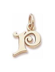 Rembrandt Charms, Letter P Charm in Solid Sterling Silver or Gold
