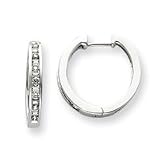 14k White Gold Diamond Hoop Earrings