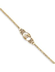 Genuine IceCarats Designer Jewelry Gift 14K Polished Dolphin Anklet In 9.00 Inch