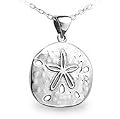 925 Fine Sterling Silver Sand Dollar Pendant Necklace - Comes with 16 Inch Snake Chain