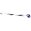 Solid 18KT White Gold (September) 1.5mm Genuine Blue Sapphire Straight Fishtail 3/4 - 18 Gauge