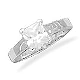 Sterling Silver 6mm Square Faceted CZ Ring