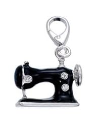 Genuine Zable (TM) Product. 925 Sterling Silver Sewing Machine with Enamel Charm. 100% Satisfaction Guaranteed.