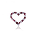 New Ladies White Gold Heart Pendant w Rubies & Diamonds