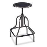 Diesel Backless Industrial Stool, High Base, Black Leather Seat