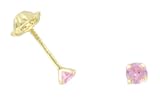 Les Trésors de Nadège - Boucles dOreilles Zirconium Rose 3mm Vissees - Or Jaune 750/000 18K
