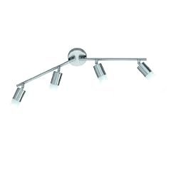 Trio 871710407 Energiespar-Deckenleuchte / Nickel matt / Glas opal matt / inklusiv 4 x E14 9 W 2U / L�nge 74 cm / H�he 14 cm