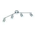 Trio 871710407 Energiespar-Deckenleuchte / Nickel matt / Glas opal matt / inklusiv 4 x E14 9 W 2U / L�nge 74 cm / H�he 14 cm