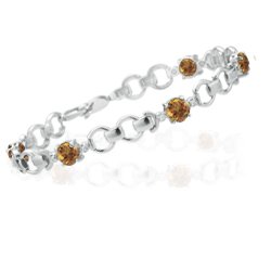 0.01 Cts Diamond and 2.00 Cts Citrine Bracelet in 14K White Gold by mycitrinejewelry