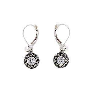 CZ Marcasite Leverback Earrings by Judith Jack