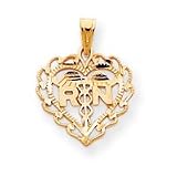 14k Registered Nurse Heart Pendant