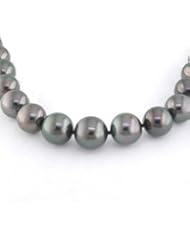 14k white gold 8-10 MM Tahitian Cultured Pearl, and Diamond Pearl Strand, 18"