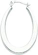 White-gold Flat Oval Hoop Earrings Jewelry New