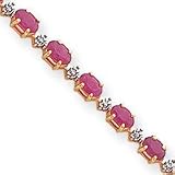 14k Diamonds and Rubies Fancy Diamond Ruby Bracelet - 7 Inch - Lobster Claw