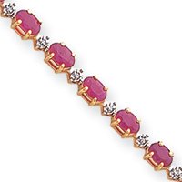 14k Diamonds and Rubies Fancy Diamond Ruby Bracelet - 7 Inch - Lobster Claw by JewelryWeb