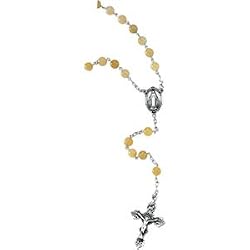 Sterling Silver Yellow Jade Rosary