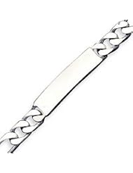 Sterling Silver 8 Inch Engraveable Antiqued Figaro Link ID Bracelet - 8 Inch