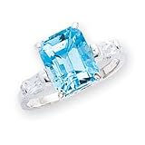 Sterling Silver Blue Topaz Ring - Size 6