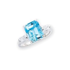 Sterling Silver Blue Topaz Ring - Size 7 by