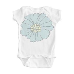 Girls White Onesie with Blue Flower Design Newborn Girls White Onesie with Blue Flower Design Newborn
