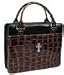 Purse with Silver Cross Crock Embossed Medium Brown Bible Cover