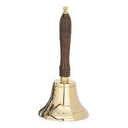 12.5"H Wooden Handle Brass Bell