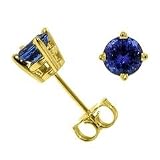 .40 Tcw. Genuine Fine Quality 3.5mm Round Tanzanite Stud Earrings in 14k Yellow Gold with 5 Year Warranty
