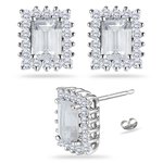 0.72 Cts Diamond & 2.00 Cts White Sapphire Earrings in Platinum