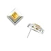 Two-Tone Bezel-Set 14K White/Yellow Gold Stud Earrings with Orange-Yellow Diamond
