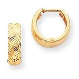 14k Diamond-Cut Hinged Hoop Earrings