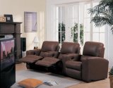 3 Seater Theater Seating Sectional Sofa / Chair with Brown Leather