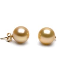Pair of 12.0-13.0 mm, Golden South Sea Pearl Stud Earrings