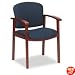 2111 Invitation Series Wood Guest Chair, Henna Cherry/Blue Fabric