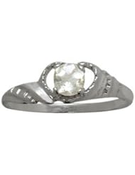 10 Karat White Gold Genuine White Topaz Gemstone Baby Ring