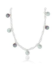 Sterling Silver Iridescent Gray and Black Freshwater Coin Pearl Graduated Necklace