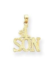 Polished & Textured 14K Beautiful Yellow Gold #1 Son Pendant