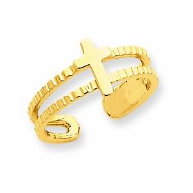 14k Cross Toe Ring by 