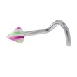Green Purple STRIPED CONE Nose Ring
